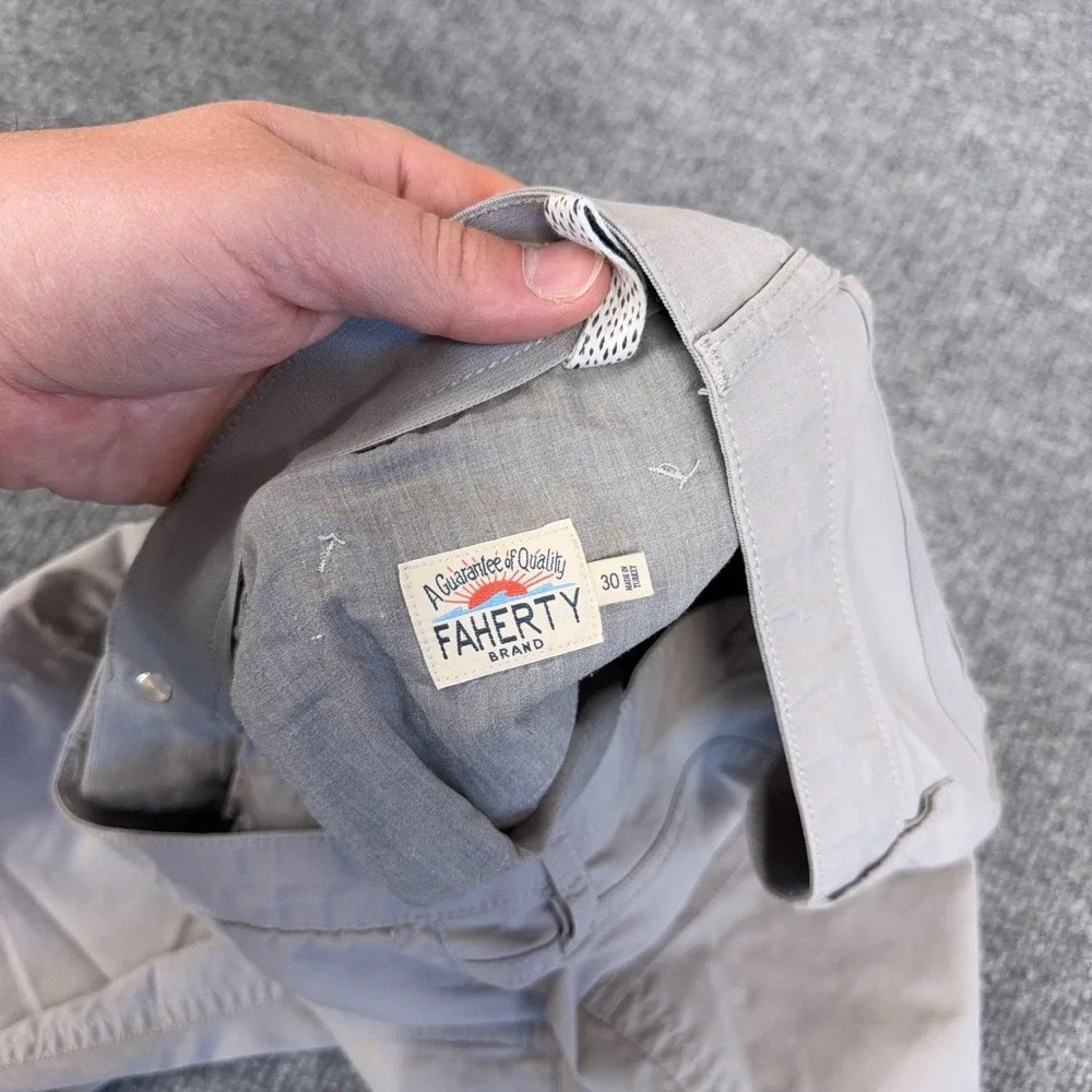 Faherty Pants Mens 30x27 Gray Organic Cotton Movement 5-Pocket Classic Tapered - Picture 7 of 11